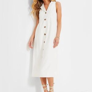 Tuckernuck White Midi Dress - Front bottom shirt dress